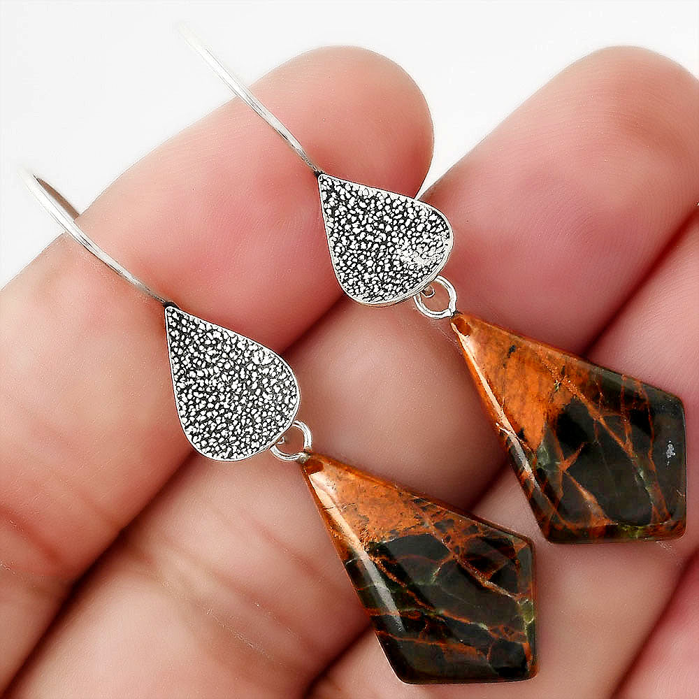 Natural Turkish Rainforest Chrysocolla Earrings E-1094 SDE88335