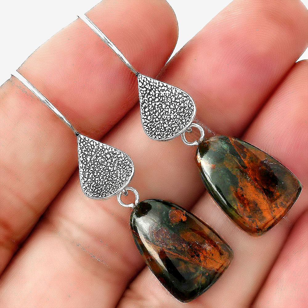 Natural Turkish Rainforest Chrysocolla Earrings E-1094 SDE88338