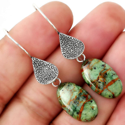 Natural Turkish Rainforest Chrysocolla Earrings E-1094 SDE88340