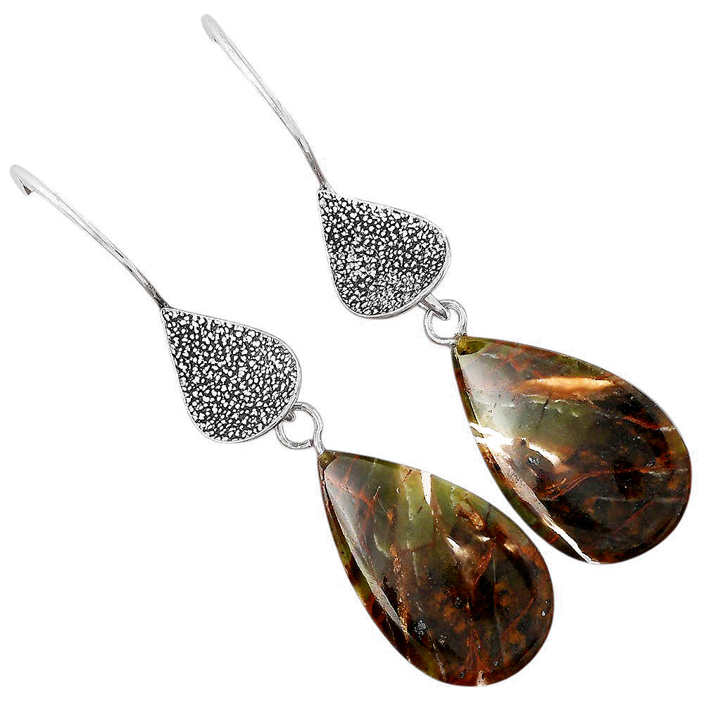 Natural Turkish Rainforest Chrysocolla Earrings E-1094 SDE88352