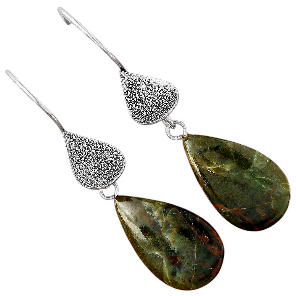 Natural Turkish Rainforest Chrysocolla Earrings E-1094 SDE88354