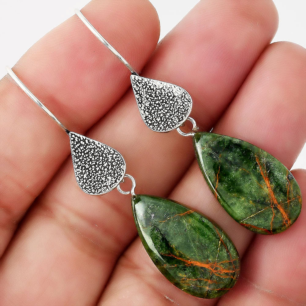 Natural Turkish Rainforest Chrysocolla Earrings E-1094 SDE88356