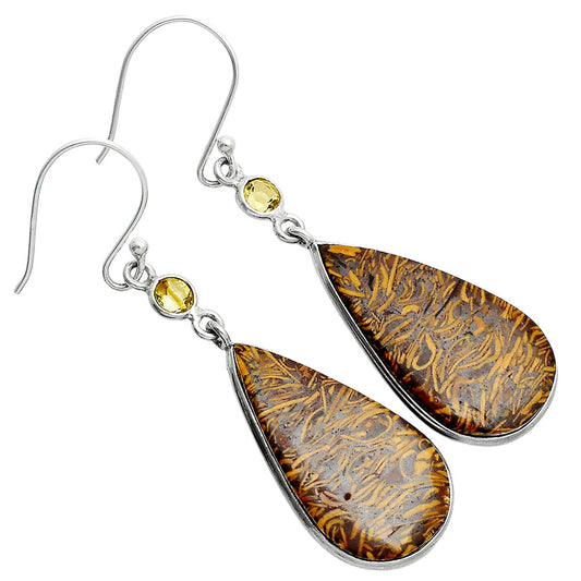 Coquina Fossil Jasper & Citrine Earrings E-1002 SDE88539