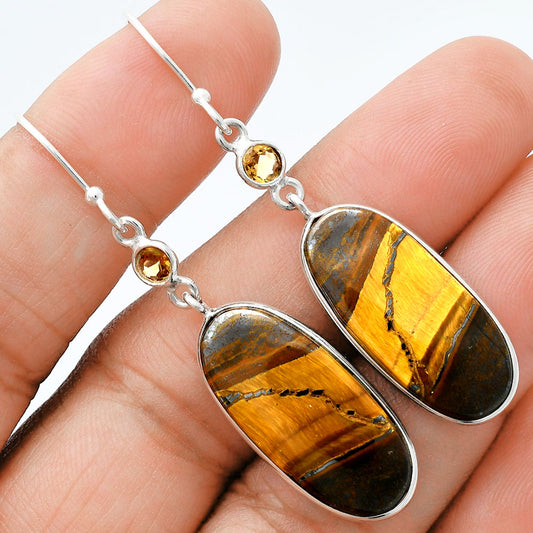 Natural Tiger Eye - Africa & Citrine Earrings E-1002 SDE88551