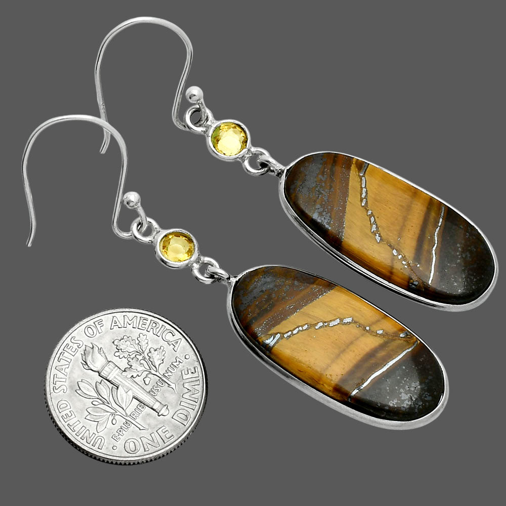 Natural Tiger Eye - Africa & Citrine Earrings E-1002 SDE88551