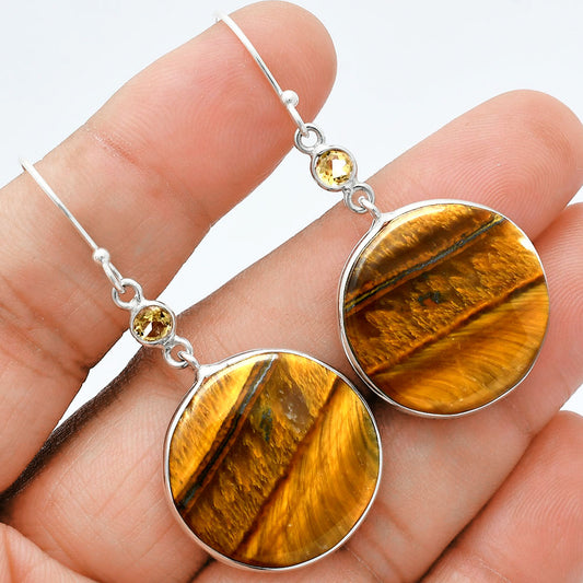 Natural Tiger Eye - Africa & Citrine Earrings E-1002 SDE88553