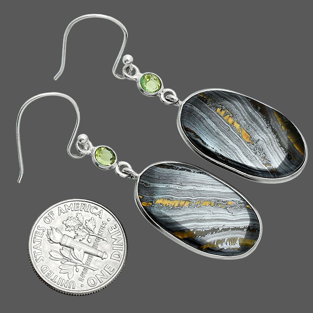 Natural Iron Tiger Eye & Peridot Earrings E-1002 SDE88569