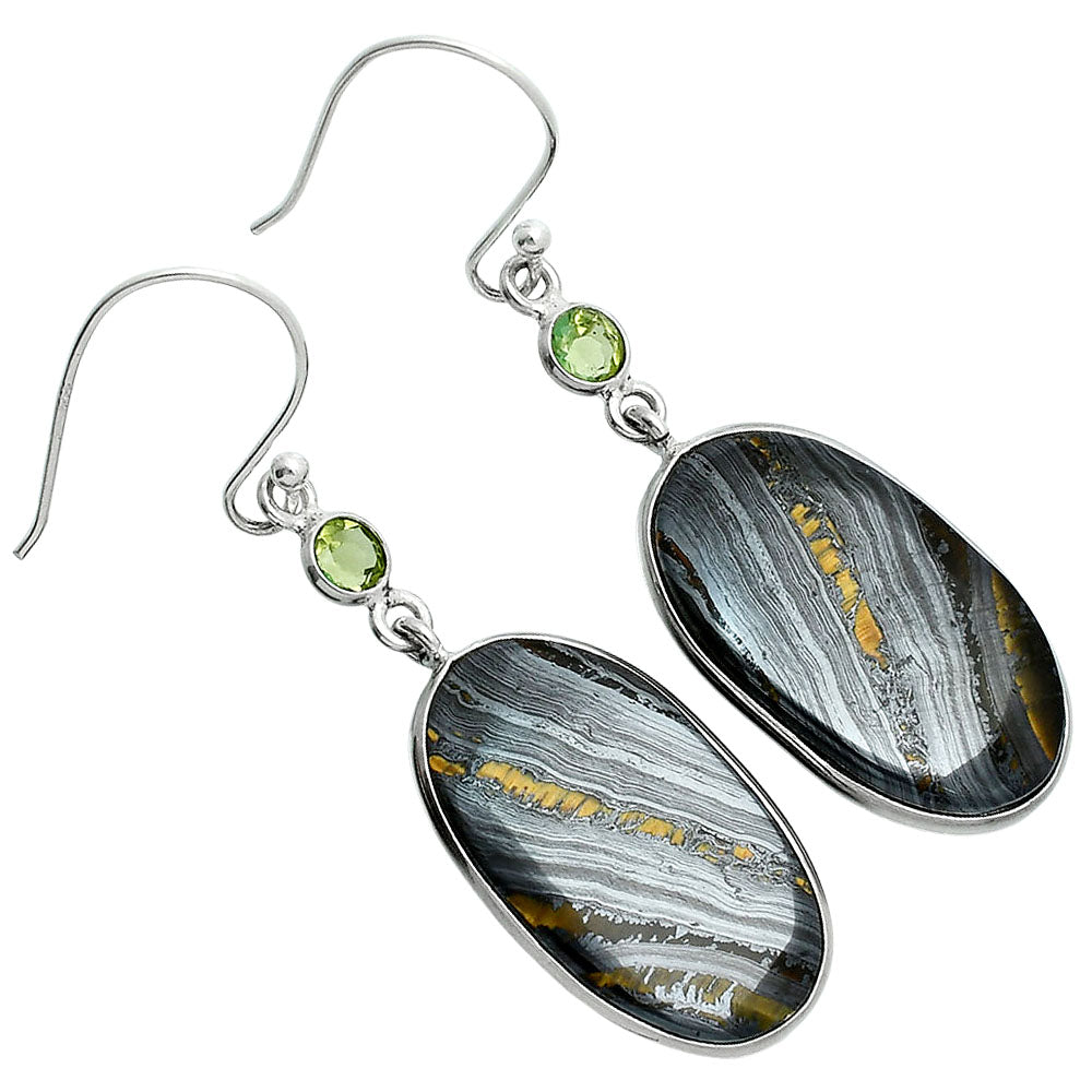 Natural Iron Tiger Eye & Peridot Earrings E-1002 SDE88569