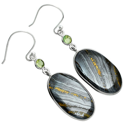 Natural Iron Tiger Eye & Peridot Earrings E-1002 SDE88569