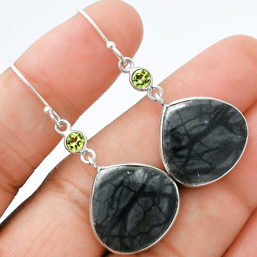 Natural Picasso Jasper & Peridot Earrings E-1002 SDE88589