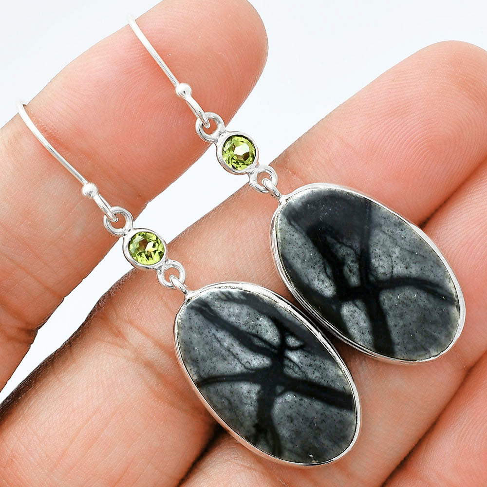 Natural Picasso Jasper & Peridot Earrings E-1002 SDE88590
