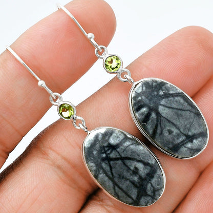 Natural Picasso Jasper & Peridot Earrings E-1002 SDE88592
