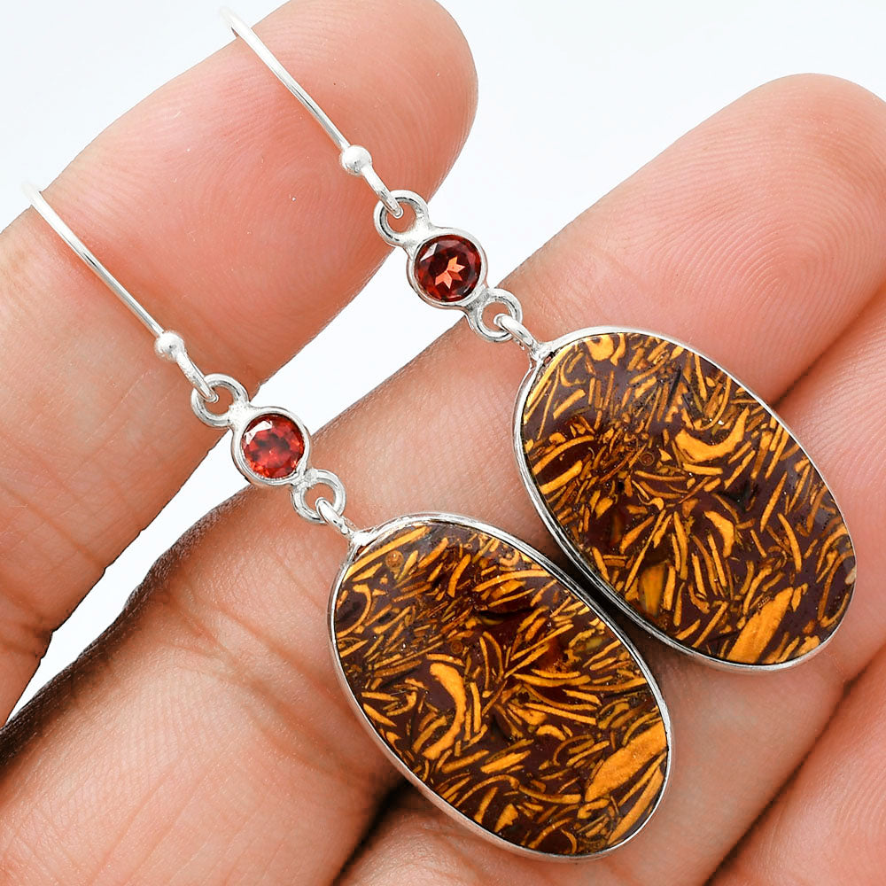 Coquina Fossil Jasper & Garnet Earrings E-1002 SDE88598