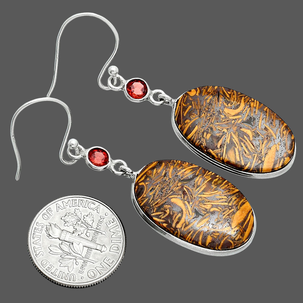 Coquina Fossil Jasper & Garnet Earrings E-1002 SDE88598