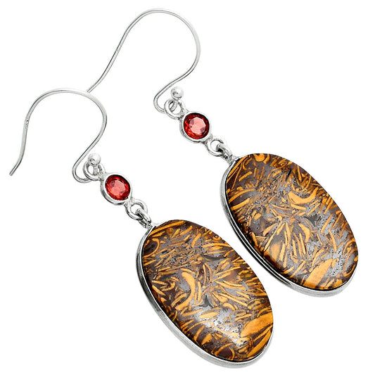 Coquina Fossil Jasper & Garnet Earrings E-1002 SDE88598