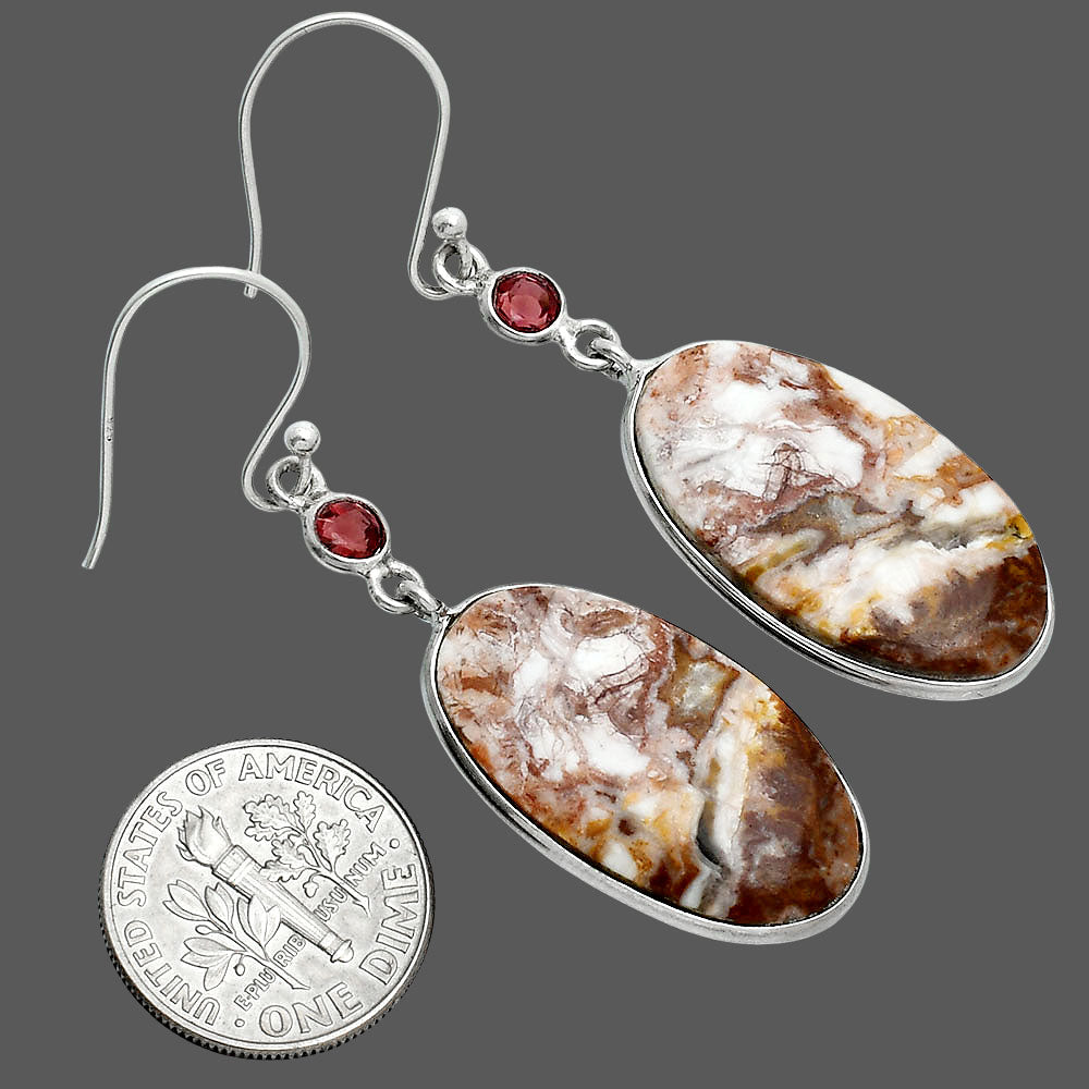 Rosetta Picture Jasper & Garnet Earrings E-1002 SDE88613