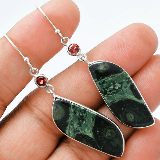 Natural Star Galaxy Jasper & Garnet Earrings E-1002 SDE88614