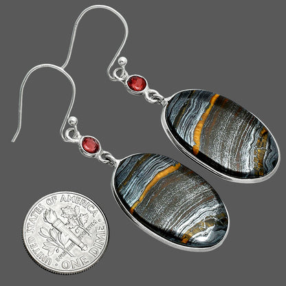 Natural Iron Tiger Eye & Garnet Earrings E-1002 SDE88618