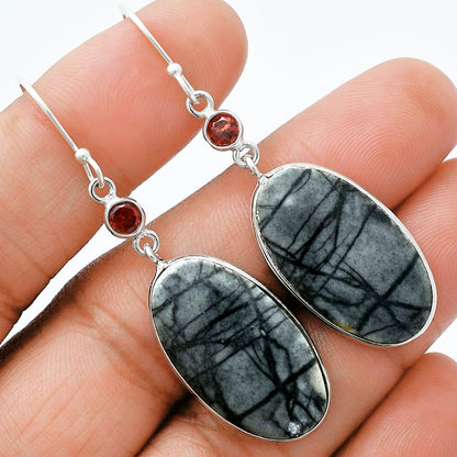 Natural Picasso Jasper & Garnet Earrings E-1002 SDE88637