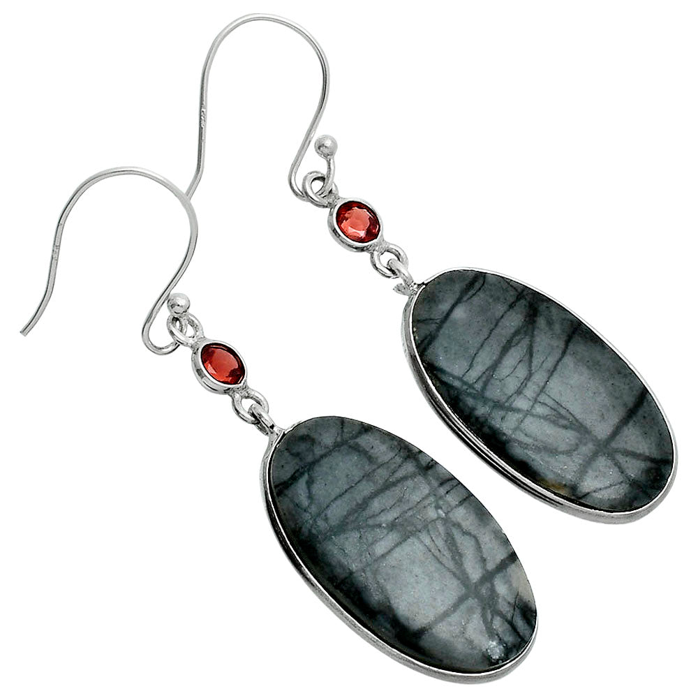 Natural Picasso Jasper & Garnet Earrings E-1002 SDE88637