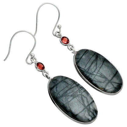 Natural Picasso Jasper & Garnet Earrings E-1002 SDE88637
