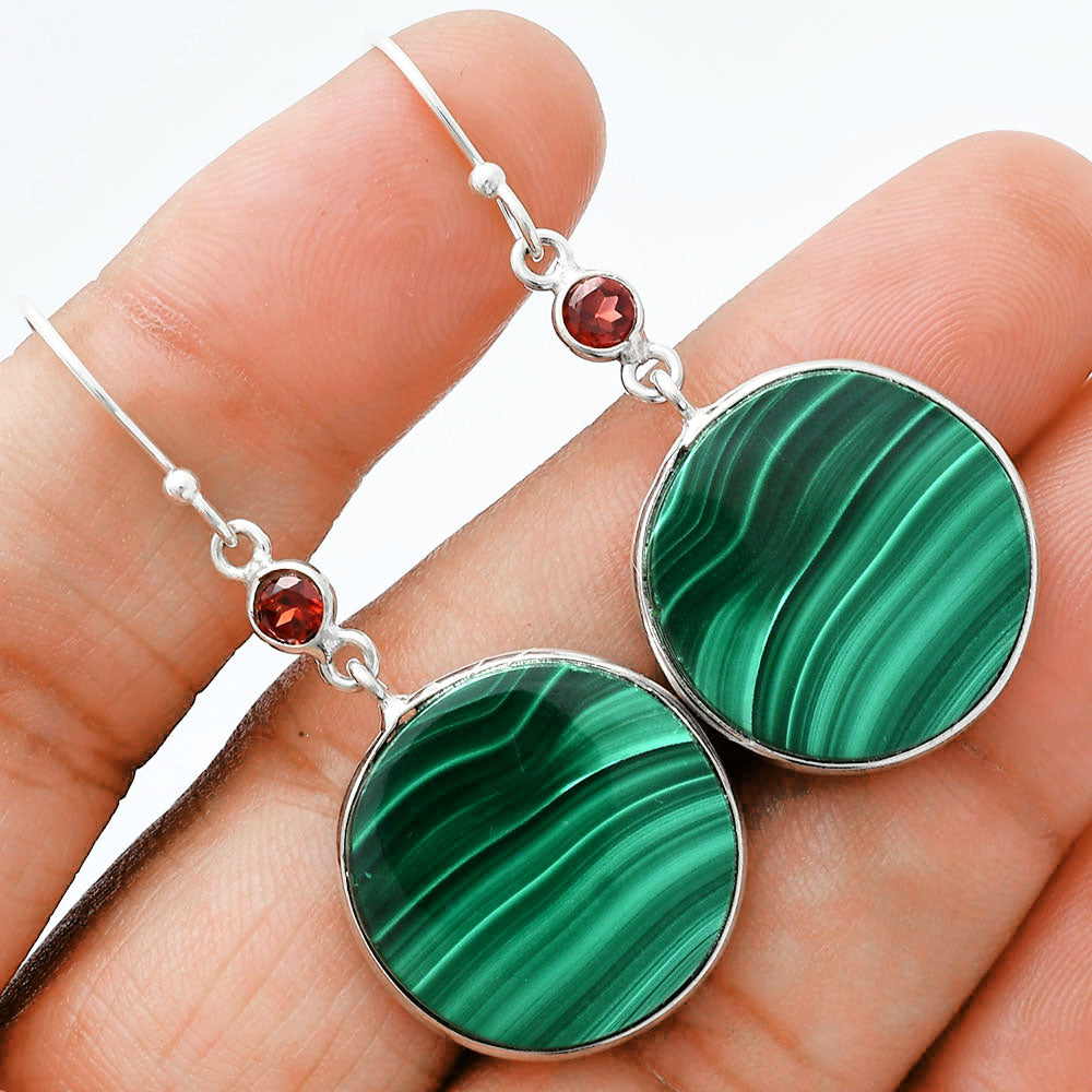 Malachite Eye - Congo & Garnet Earrings E-1002 SDE88655