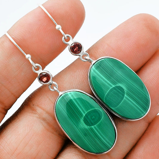 Malachite Eye - Congo & Garnet Earrings E-1002 SDE88658