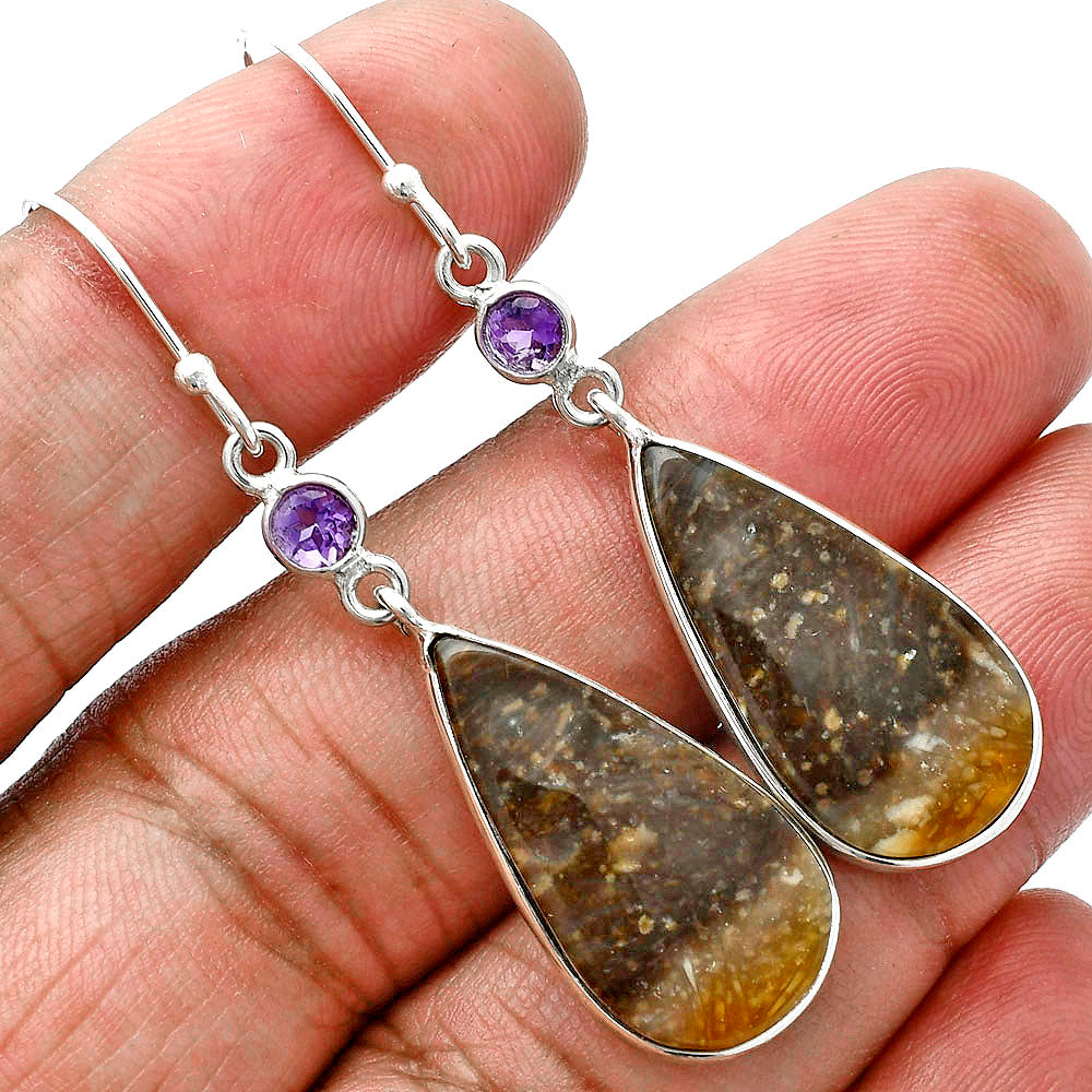Natural Bat Cave Jasper & Amethyst Earrings E-1002 SDE88667