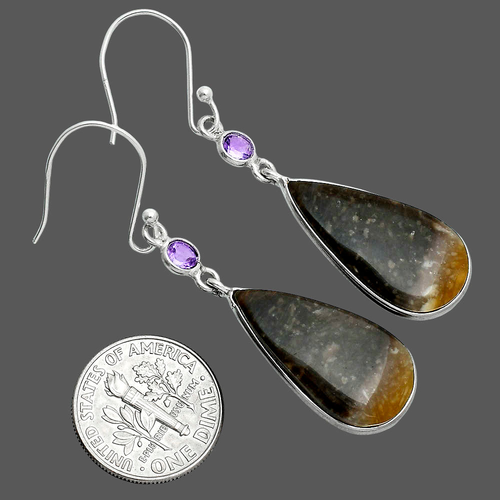Natural Bat Cave Jasper & Amethyst Earrings E-1002 SDE88667