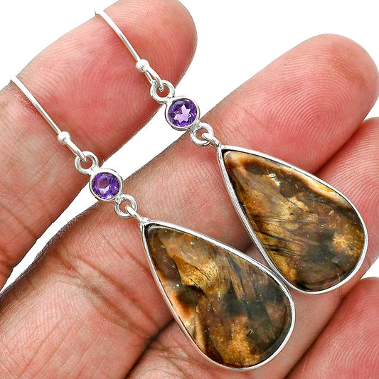 Natural Bat Cave Jasper & Amethyst Earrings E-1002 SDE88668