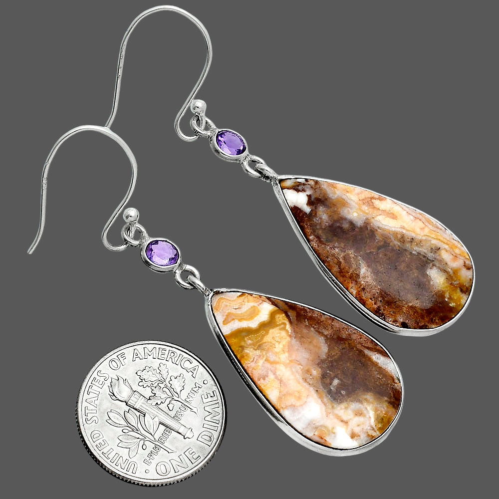 Rosetta Picture Jasper & Amethyst Earrings E-1002 SDE88675