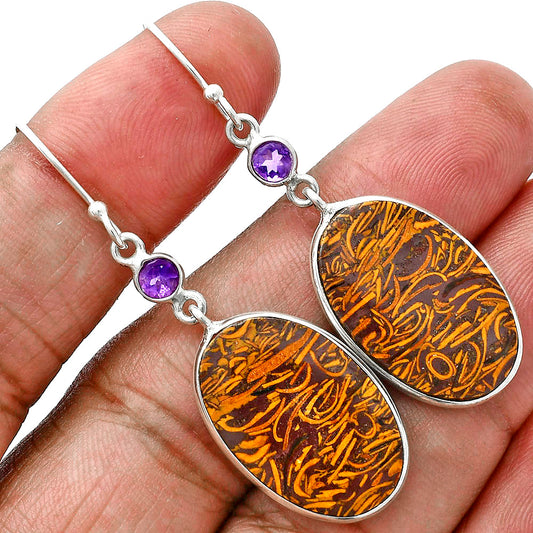 Coquina Fossil Jasper & Amethyst Earrings E-1002 SDE88681