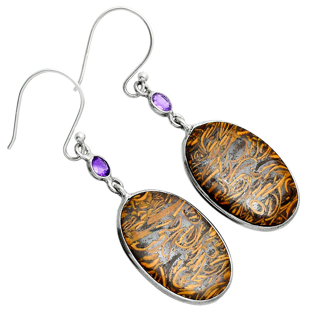Coquina Fossil Jasper & Amethyst Earrings E-1002 SDE88681