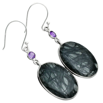 Natural Picasso Jasper & Amethyst Earrings E-1002 SDE88683
