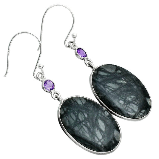 Natural Picasso Jasper & Amethyst Earrings E-1002 SDE88683