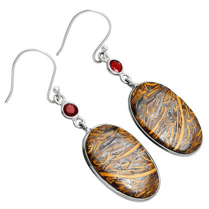 Coquina Fossil Jasper & Garnet Earrings E-1002 SDE88712