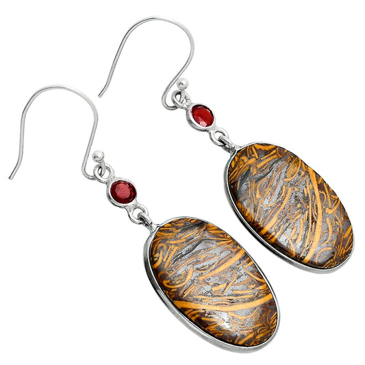 Coquina Fossil Jasper & Garnet Earrings E-1002 SDE88712