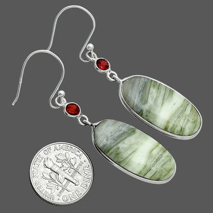Natural Serpentine & Garnet Earrings E-1002 SDE88722