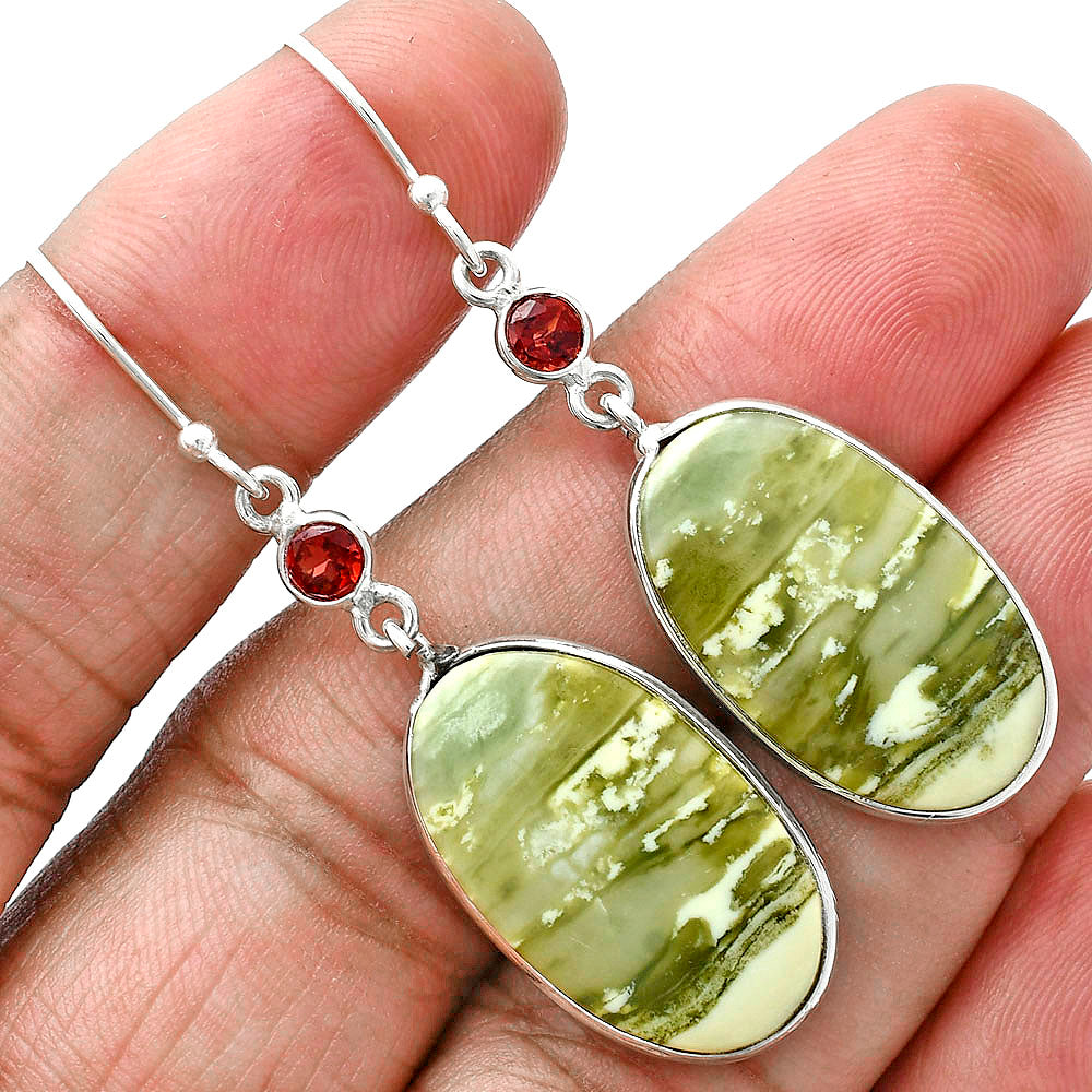 Natural Serpentine & Garnet Earrings E-1002 SDE88723
