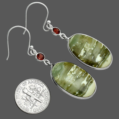 Natural Serpentine & Garnet Earrings E-1002 SDE88723
