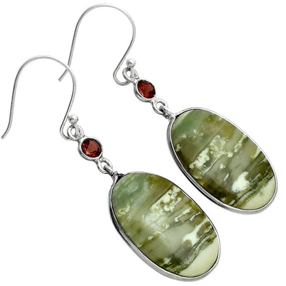 Natural Serpentine & Garnet Earrings E-1002 SDE88723