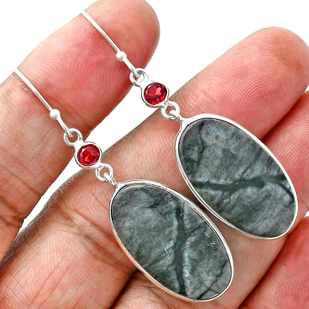 Natural Picasso Jasper & Garnet Earrings E-1002 SDE88732