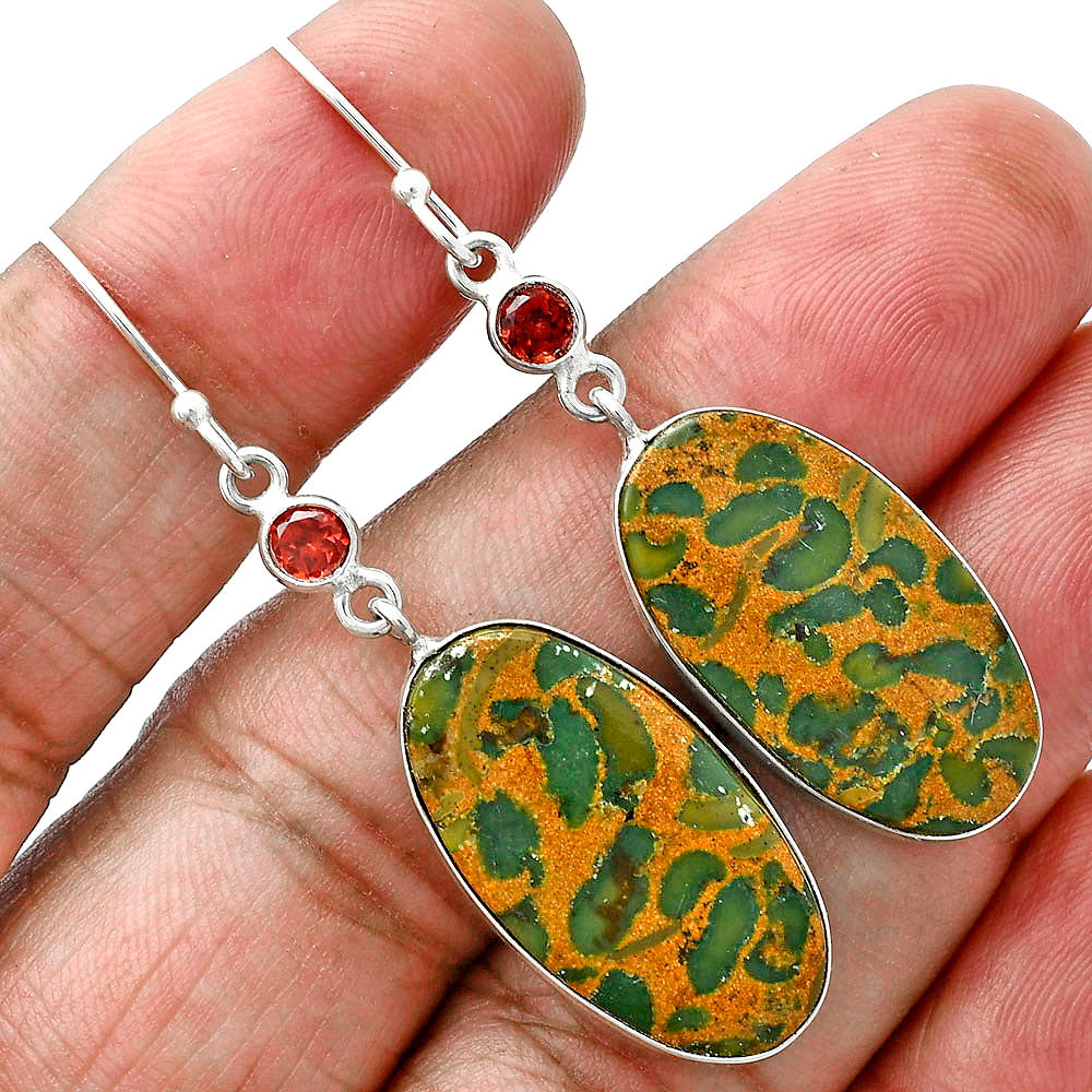 Natural Bamboo Jasper & Garnet Earrings E-1002 SDE88736