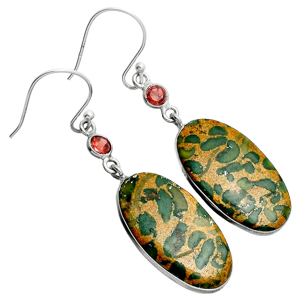 Natural Bamboo Jasper & Garnet Earrings E-1002 SDE88736