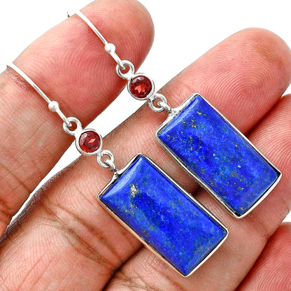 Lapis Lazuli - Afghanistan & Garnet Earrings E-1002 SDE88747