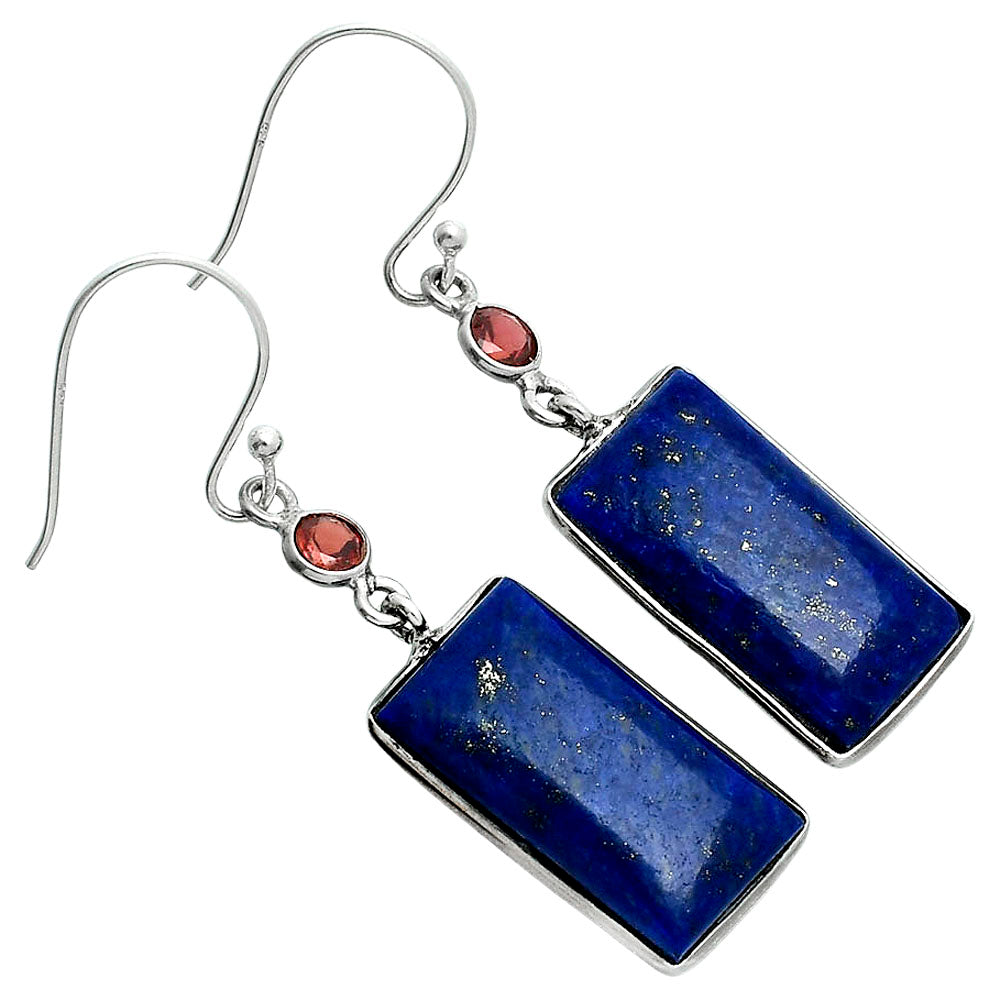 Lapis Lazuli - Afghanistan & Garnet Earrings E-1002 SDE88747
