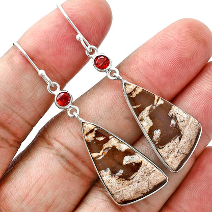 Natural Outback Jasper & Garnet Earrings E-1002 SDE88758