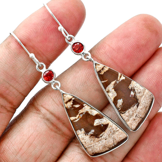 Natural Outback Jasper & Garnet Earrings E-1002 SDE88758