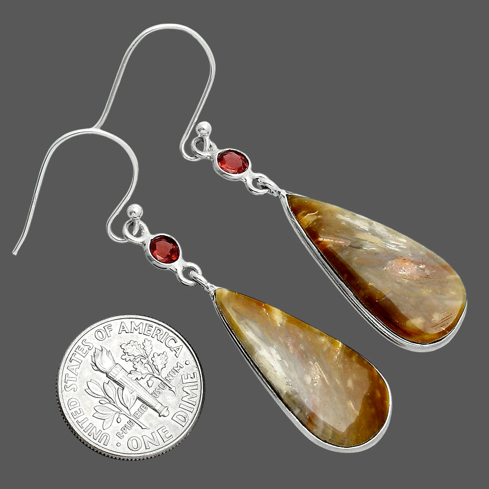 Natural Bat Cave Jasper & Garnet Earrings E-1002 SDE88774