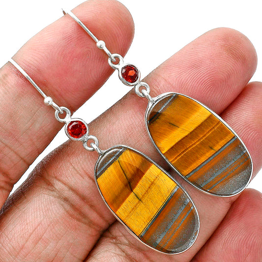 Natural Tiger Eye - Africa & Garnet Earrings E-1002 SDE88798